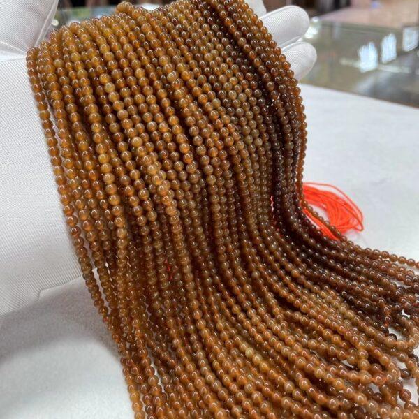 nephrite bead, round bead, whole strand bead, caramel color bead, jade bead, high quality bead, genuine bead, natural bead - Image 2