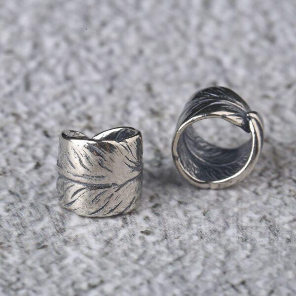 feather bead, ring bead, spacer bead, s925 sterling silver, silver bead, oxidized silver bead - Image 2