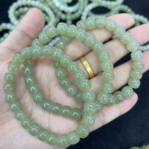 drum beaded bracelet, nephrite bracelet, jade bracelet, green bracelet, genuine natural bracelet - Image 2