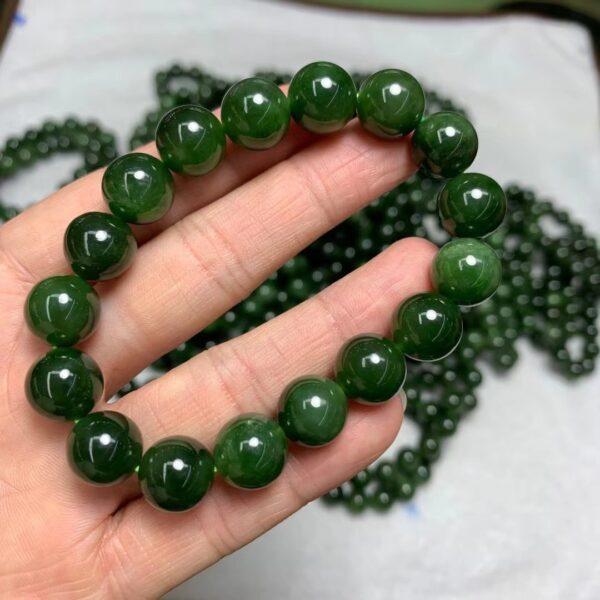 round beaded bracelet, nephrite bracelet, jade bracelet, green bracelet, genuine natural bracelet - Image 2