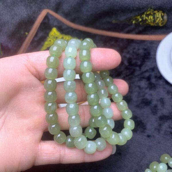 drum beaded bracelet, nephrite bracelet, jade bracelet, light green bracelet, genuine natural bracelet - Image 2