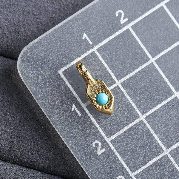 sun pattern charm, spacer bead, s925 sterling silver, silver bead, golden bead, gild bead - Image 2