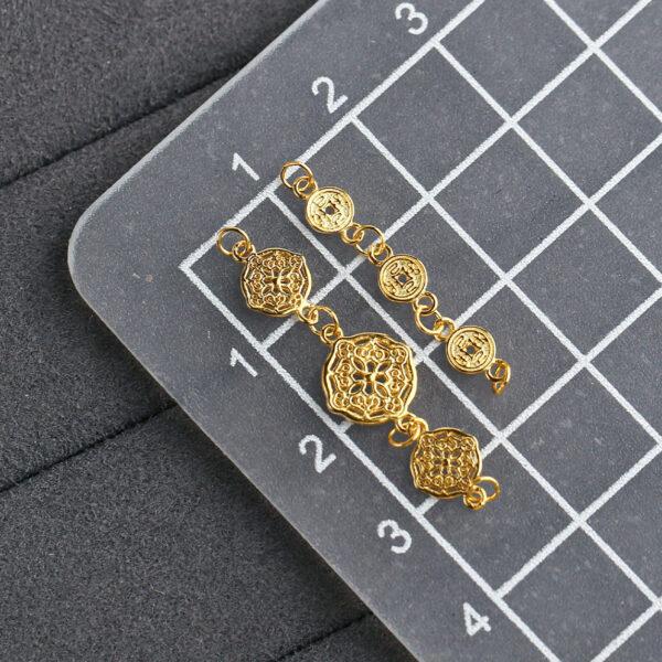 flower pattern chain, golden chain, s925 sterling silver, silver findings, golden bead, gild bead - Image 2