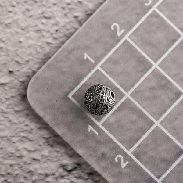 round bead, flower bead, hollow bead, spacer bead, s925 sterling silver, silver bead, oxidized silver bead - Image 2