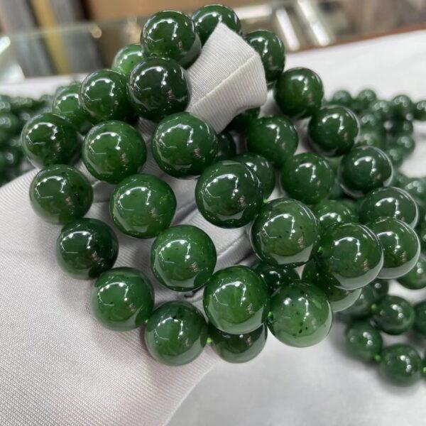 round beaded bracelet, nephrite bracelet, jade bracelet, green bracelet, genuine natural bracelet - Image 2