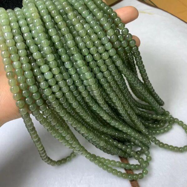 nephrite bead, drum bead, whole strand bead, green bead, jade bead, high quality bead, genuine bead, natural bead - Image 2