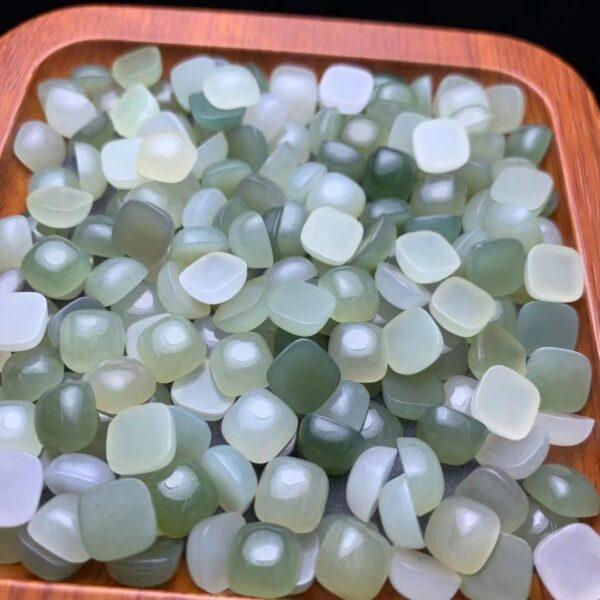 nephrite bead, square bead, inlaid bead, setting gemstone, jade bead, green bead, high quality bead, genuine bead, natural bead - Image 2