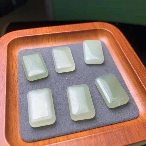 nephrite charm, rectangle charm, simple charm, jade charm, green charm, high quality bead, genuine bead, natural bead - Image 2