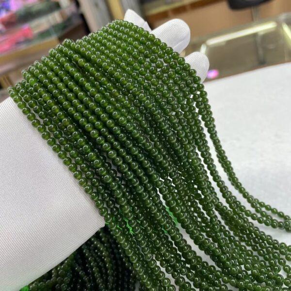 nephrite bead, round bead, whole strand bead, green bead, jade bead, high quality bead, genuine bead, natural bead - Image 2