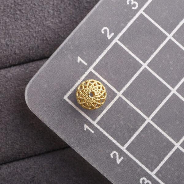 oval bead, hollow bead, flower bead, spacer bead, s925 sterling silver, silver bead, golden bead, gild bead - Image 2