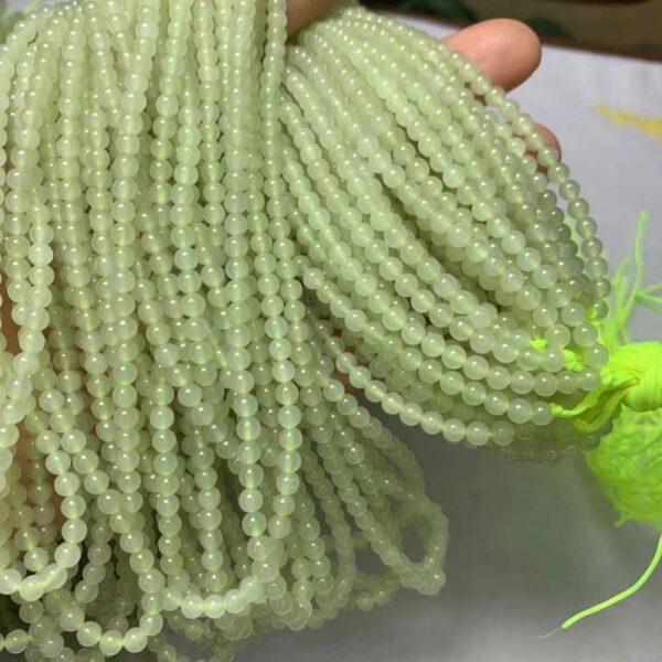 nephrite bead, round bead, whole strand bead, yellow green bead, jade bead, high quality bead, genuine bead, natural bead - Image 2