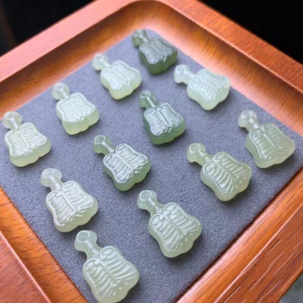 nephrite charm, fan charm, jade charm, green charm, high quality bead, genuine bead, natural bead - Image 2
