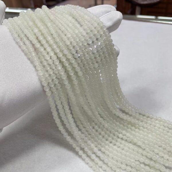 nephrite bead, round bead, whole strand bead, white bead, jade bead, high quality bead, genuine bead, natural bead - Image 2