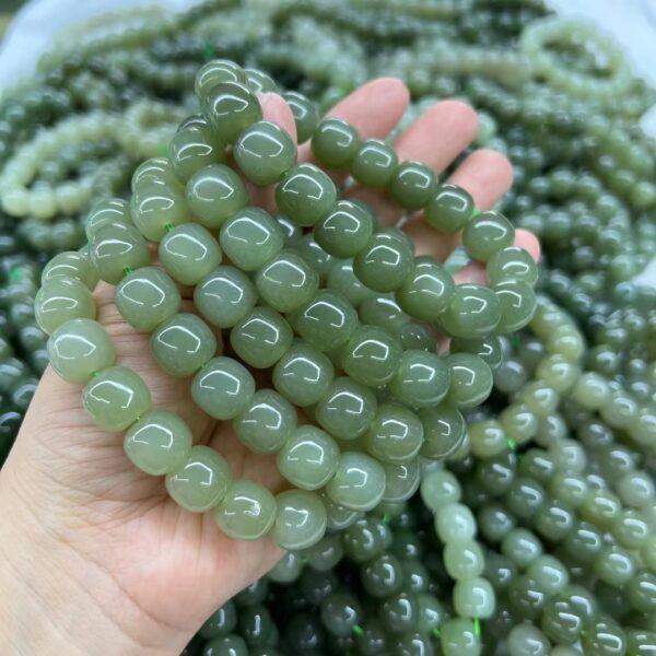 drum beaded bracelet, nephrite bracelet, jade bracelet, green bracelet, genuine natural bracelet - Image 2