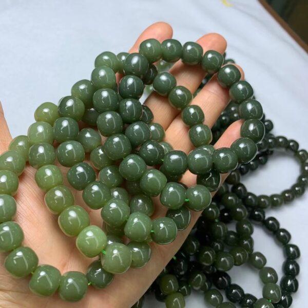 drum beaded bracelet, nephrite bracelet, jade bracelet, green bracelet, genuine natural bracelet - Image 2