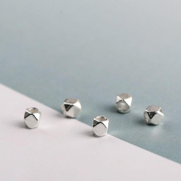 Octagonal bead, simple bead, spacer bead, s925 sterling silver, silver bead, bright silver bead - Image 3