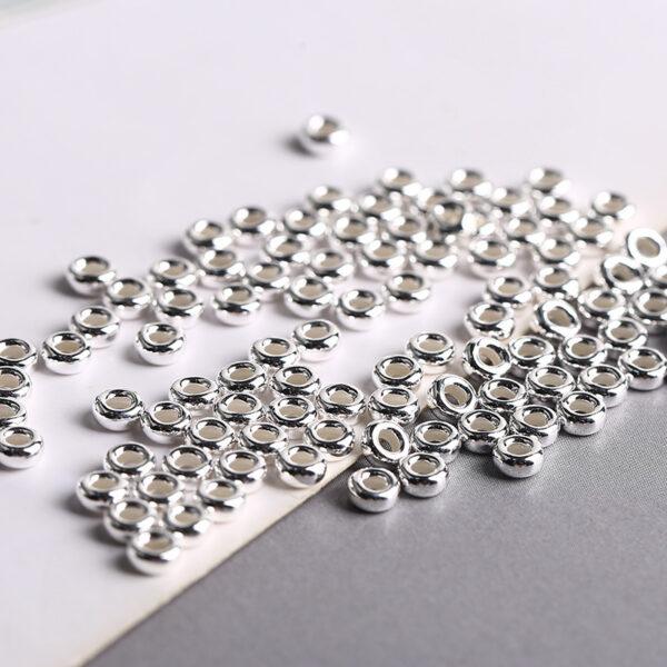 ring bead, donut bead, simple bead, spacer bead, s925 sterling silver, silver bead, bright silver bead - Image 2