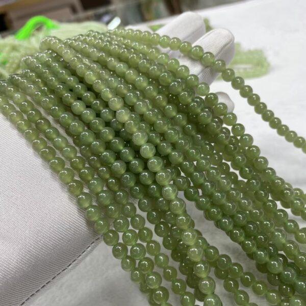 nephrite bead, round bead, whole strand bead, green bead, jade bead, high quality bead, genuine bead, natural bead - Image 2