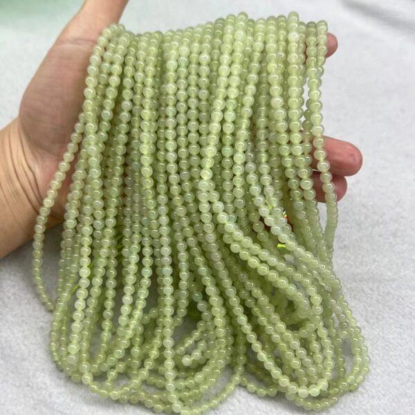nephrite bead, round bead, whole strand bead, yellow green bead, jade bead, high quality bead, genuine bead, natural bead - Image 2