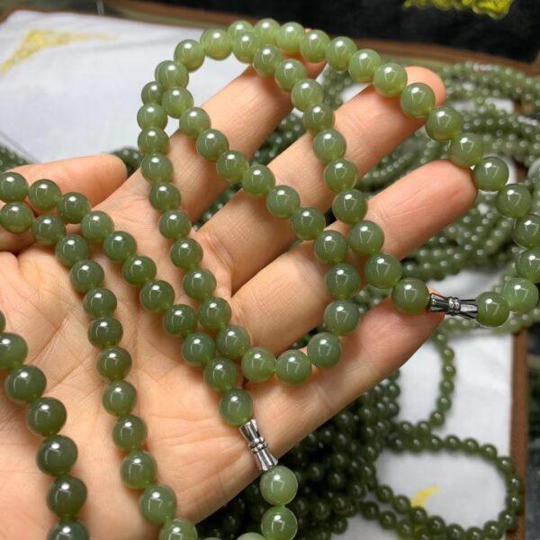 nephrite bead, round bead, whole strand bead, green bead, jade bead, high quality bead, genuine bead, natural bead - Image 2