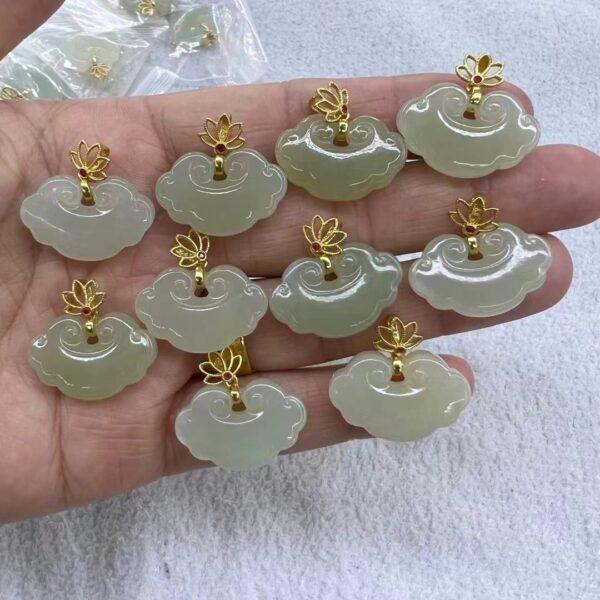 nephrite charm, cloud charm, ruyi charm, jade charm, green bead, high quality bead, genuine bead, natural bead - Image 2
