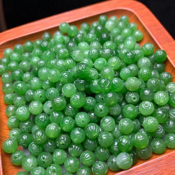 nephrite bead, lotus bead, flower bead, round bead, jade bead, green bead, high quality bead, genuine bead, natural bead - Image 2