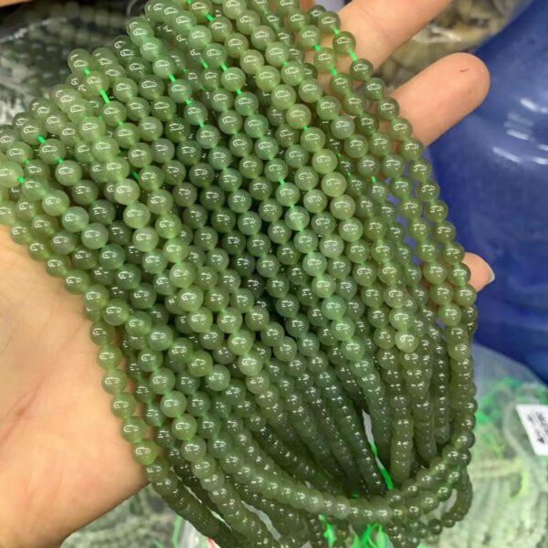 nephrite bead, round bead, whole strand bead, green bead, jade bead, high quality bead, genuine bead, natural bead - Image 2