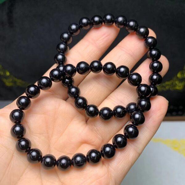 round beaded bracelet, nephrite bracelet, jade bracelet, black bracelet, genuine natural bracelet - Image 2