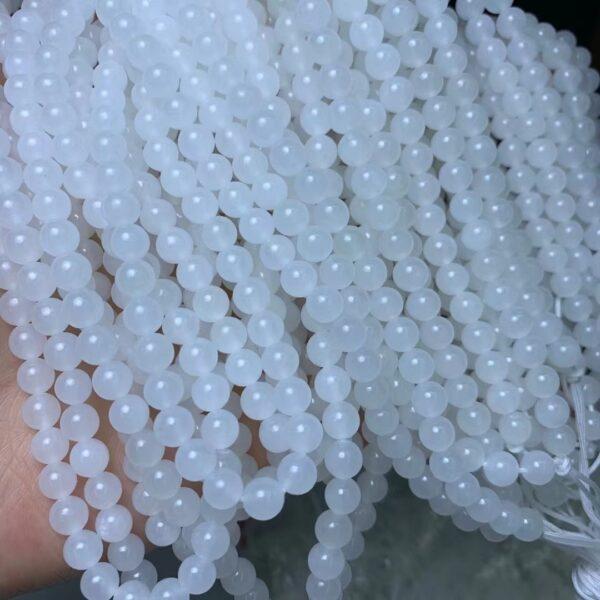 nephrite bead, round bead, whole strand bead, white bead, jade bead, high quality bead, genuine bead, natural bead - Image 2