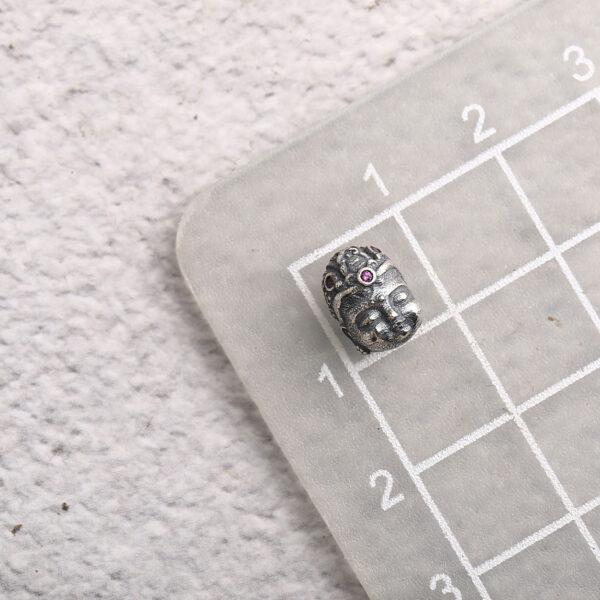 Buddha head bead, spacer bead, s925 sterling silver, silver bead, oxidized silver bead - Image 2