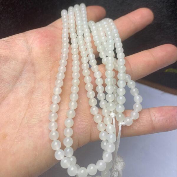 nephrite bead, round bead, whole strand bead, white bead, jade bead, high quality bead, genuine bead, natural bead - Image 2