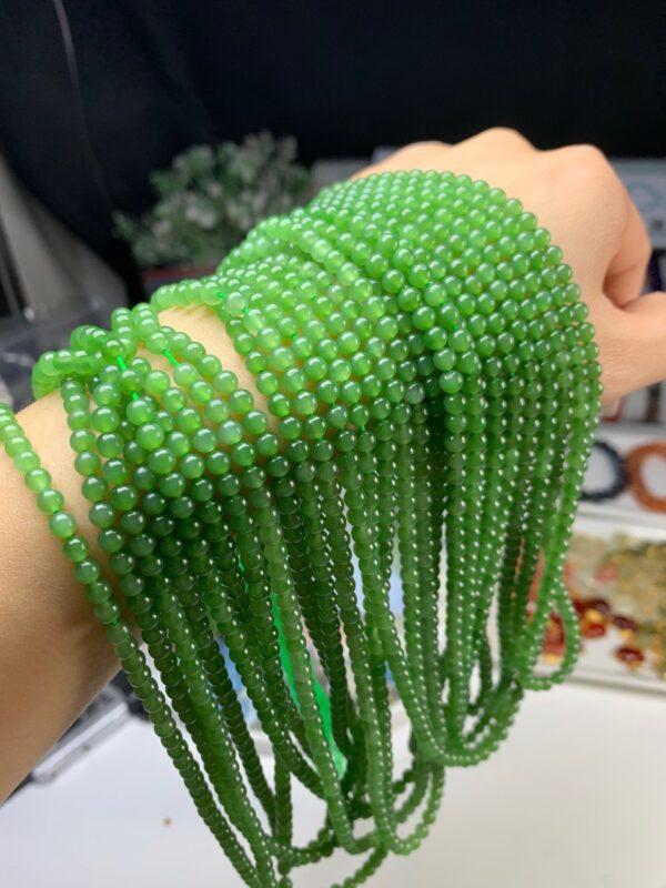 nephrite bead, round bead, whole strand bead, green bead, jade bead, high quality bead, genuine bead, natural bead - Image 2