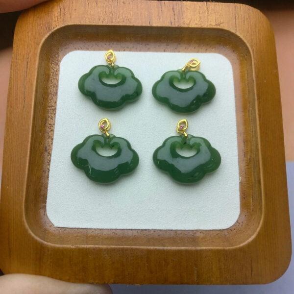 nephrite charm, cloud charm, ruyi charm, jade charm, green bead, high quality bead, genuine bead, natural bead - Image 2