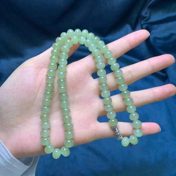 nephrite bead, oval bead, whole strand bead, green bead, jade bead, high quality bead, genuine bead, natural bead - Image 2
