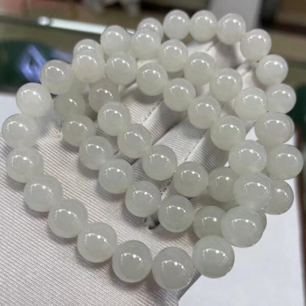 round beaded bracelet, nephrite bracelet, jade bracelet, white bracelet, genuine natural bracelet - Image 2