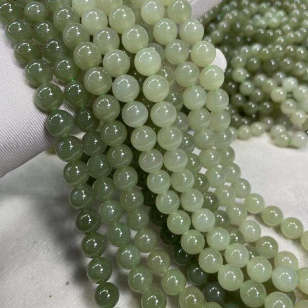 nephrite bead, round bead, whole strand bead, green bead, jade bead, high quality bead, genuine bead, natural bead - Image 2