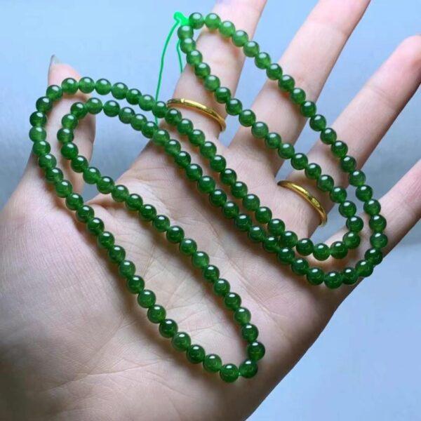 nephrite bead, round bead, whole strand bead, green bead, jade bead, high quality bead, genuine bead, natural bead - Image 2