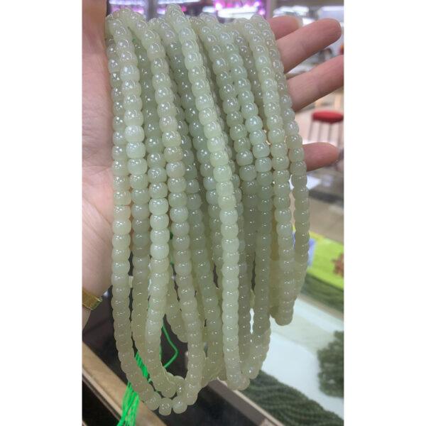 nephrite bead, drum bead, whole strand bead, green bead, jade bead, high quality bead, genuine bead, natural bead - Image 2