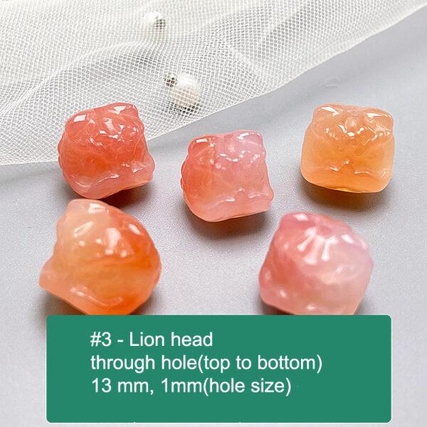 multi shapes bead, agate bead, agate charm, pink bead, orange bead, red bead - Image 4