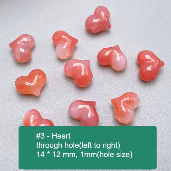 multi shapes bead, agate bead, agate charm, pink bead, orange bead, red bead - Image 4