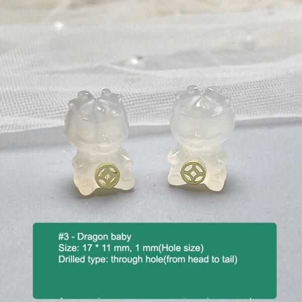 multi shapes bead, agate bead, agate charm, hazy white bead, hazy bead - Image 4