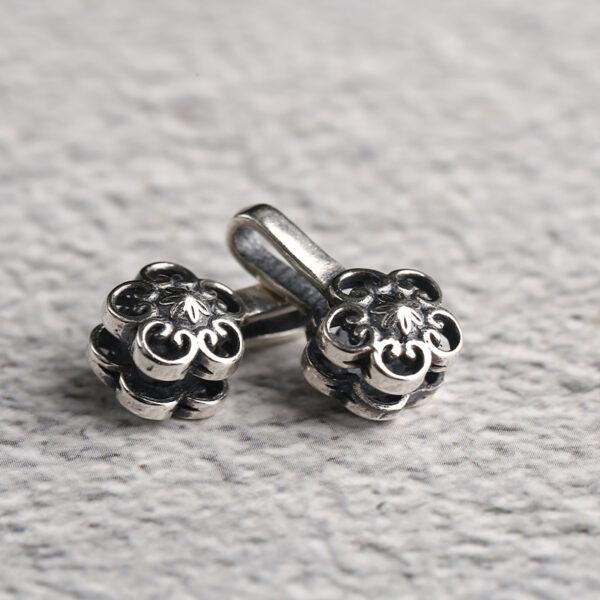 hollow flower clip, spacer bead, s925 sterling silver, silver bead, oxidized silver bead - Image 3