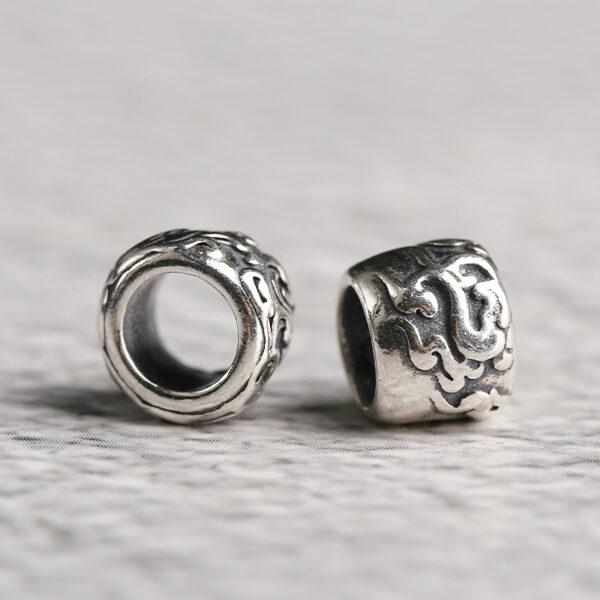 drum bead, flower bead, spacer bead, s925 sterling silver, silver bead, oxidized silver bead - Image 3