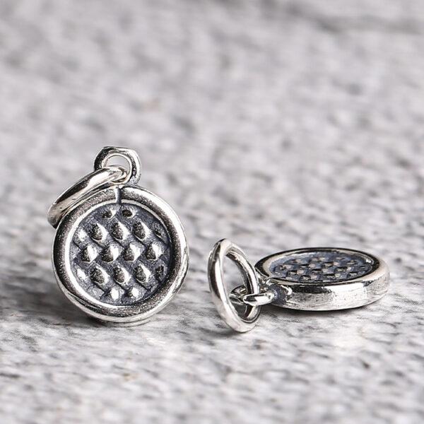 round charm, s925 sterling silver, silver charm, oxidized silver charm - Image 3