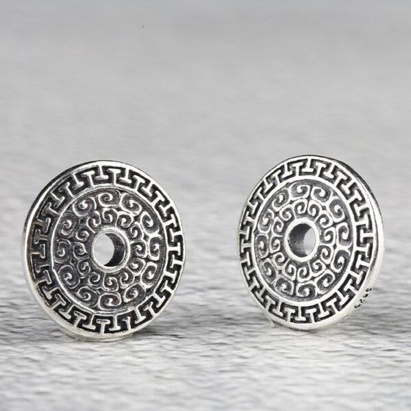 fret pattern bead, disc bead, disc charm, spacer bead, s925 sterling silver, silver bead, silver charm, oxidized silver bead - Image 3