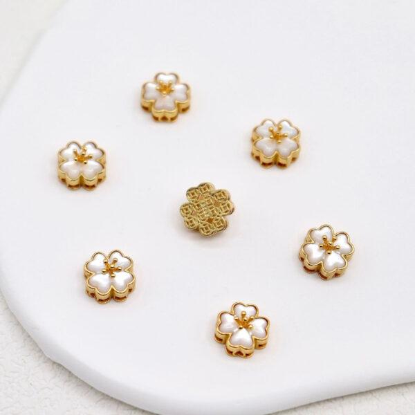 bezel bead, horse bead, flower bead, shell bead, white bead, sterling silver bead, gild bead, golden bead - Image 3