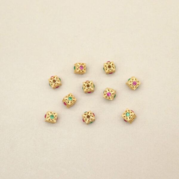 cube bead, hollow flower bead, zircon bead, colorful bead, sterling silver bead, gild bead, golden bead - Image 3
