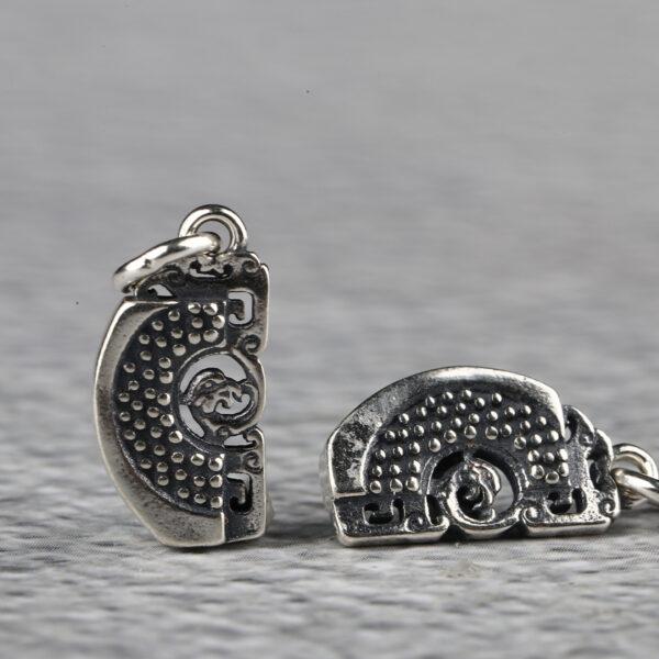 dragon & phoenix charm,  semicircular charm, retro charm, s925 sterling silver, silver bead, silver charm, oxidized silver bead - Image 3