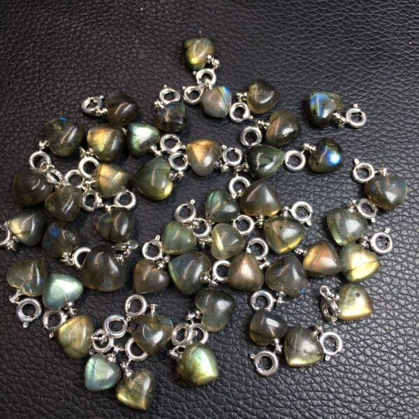 labradorite charm, heart charm, clear bead, sterling silver charm - Image 3