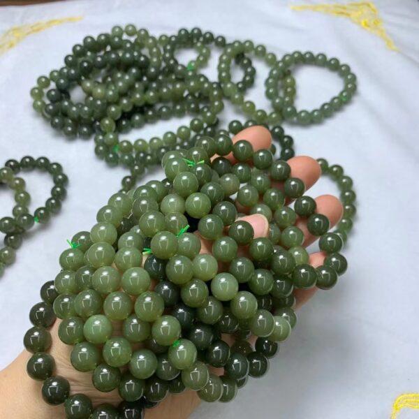 round beaded bracelet, nephrite bracelet, jade bracelet, green bracelet, genuine natural bracelet - Image 3